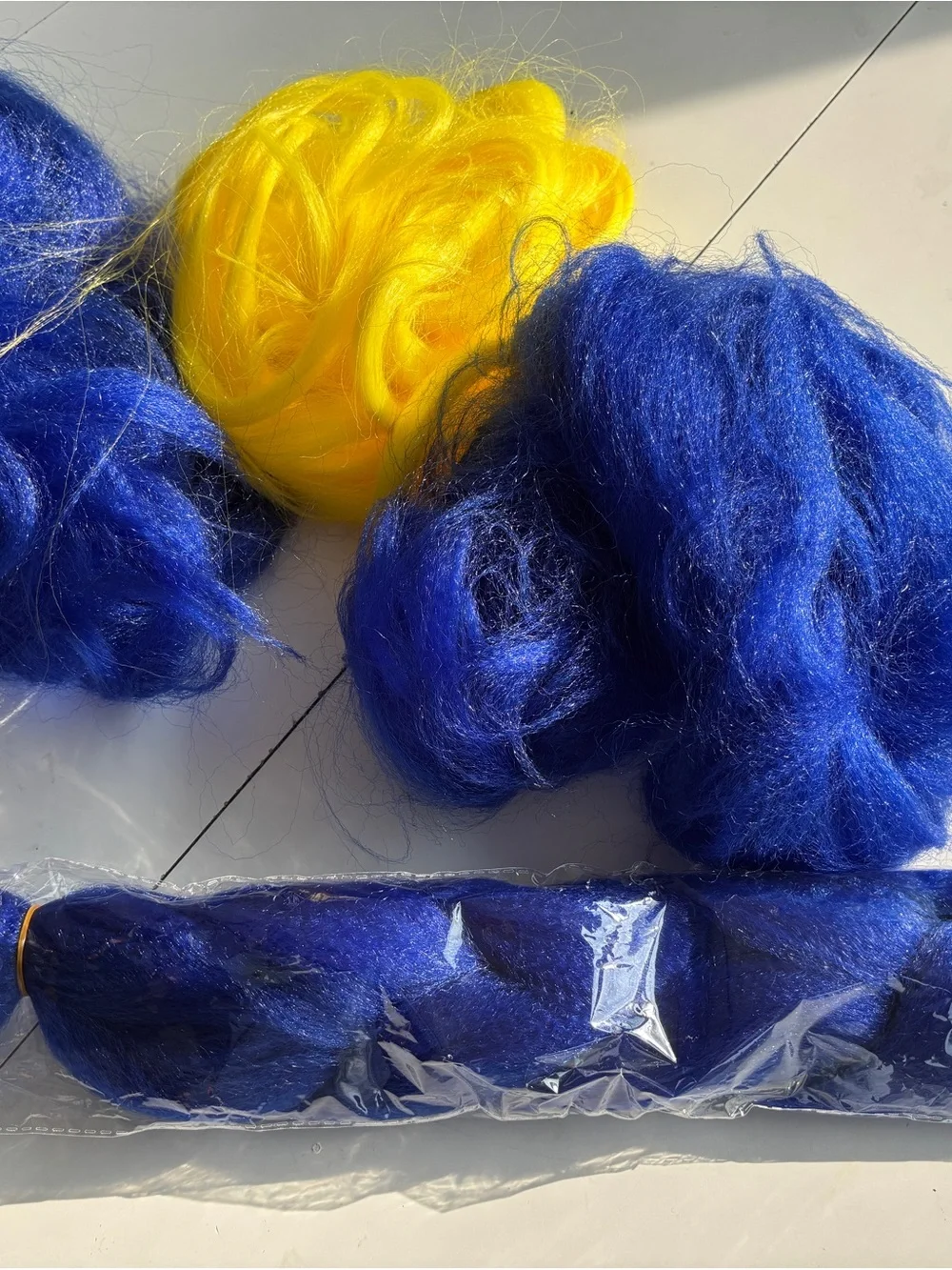 Bright Royal Blue and Sunny Yellow Craft synthetic hair for extensions